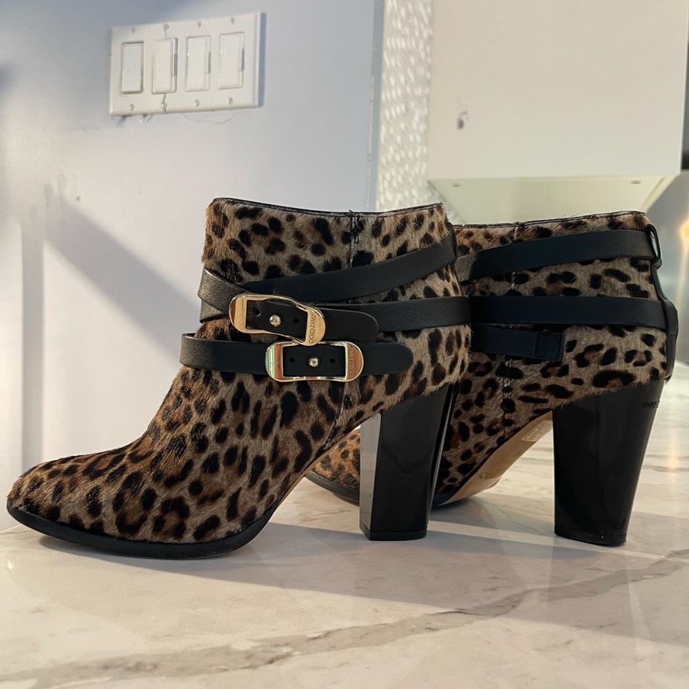 JIMMY CHOO Boots Ponyhair Animal Print Womens Size 40 /Us7.5-8 - Picture 3 of 10
